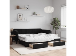 Sofá cama con cajones 100x200 cm Terciopelo negro