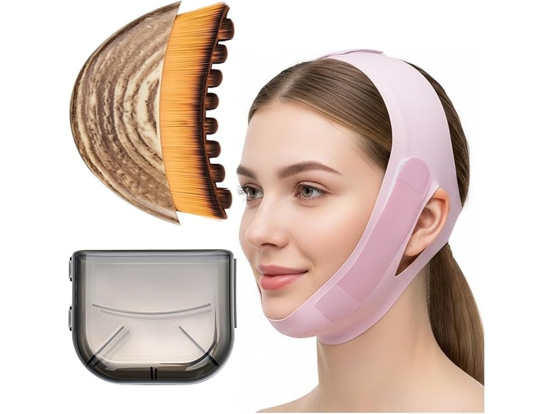 Escova Facial para Contorno Linfático e Máscara Lifting em Formato de V, Conjunto de 2 Peças SIURN