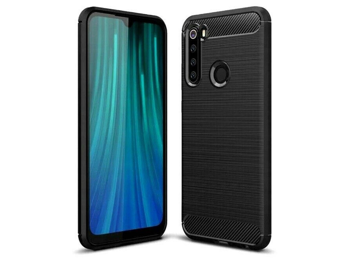 Capa Xiaomi Redmi Note 8 (4g) Preta De Fibra De Carbono E Silicone Cbn Protetor De Tela Para Celularvayotoy