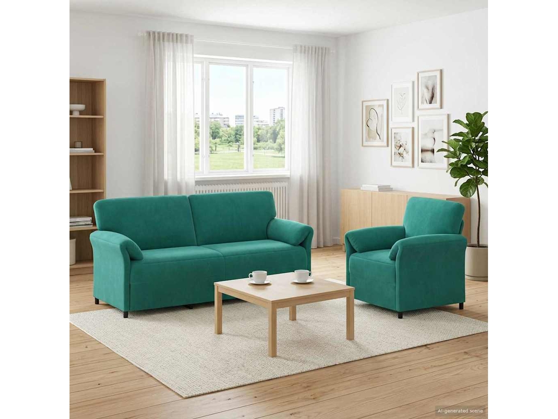 Vidaxl Conjunto De Sofás 2 Unid. Turquesa Veludo