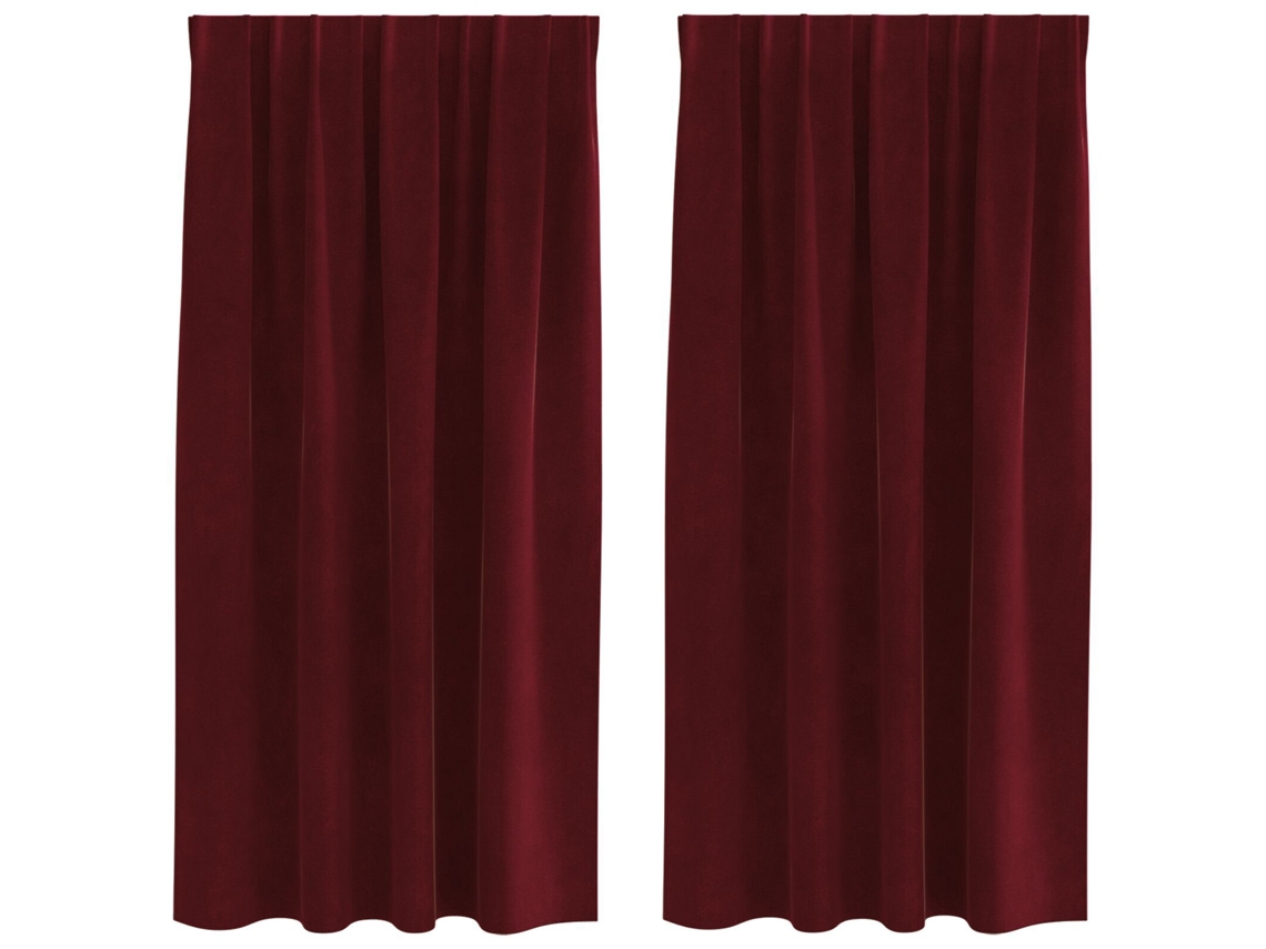 Conjunto 2 Cortinas Opacas Vidaxl Vermelho Veludo (140 X 175 Cm)