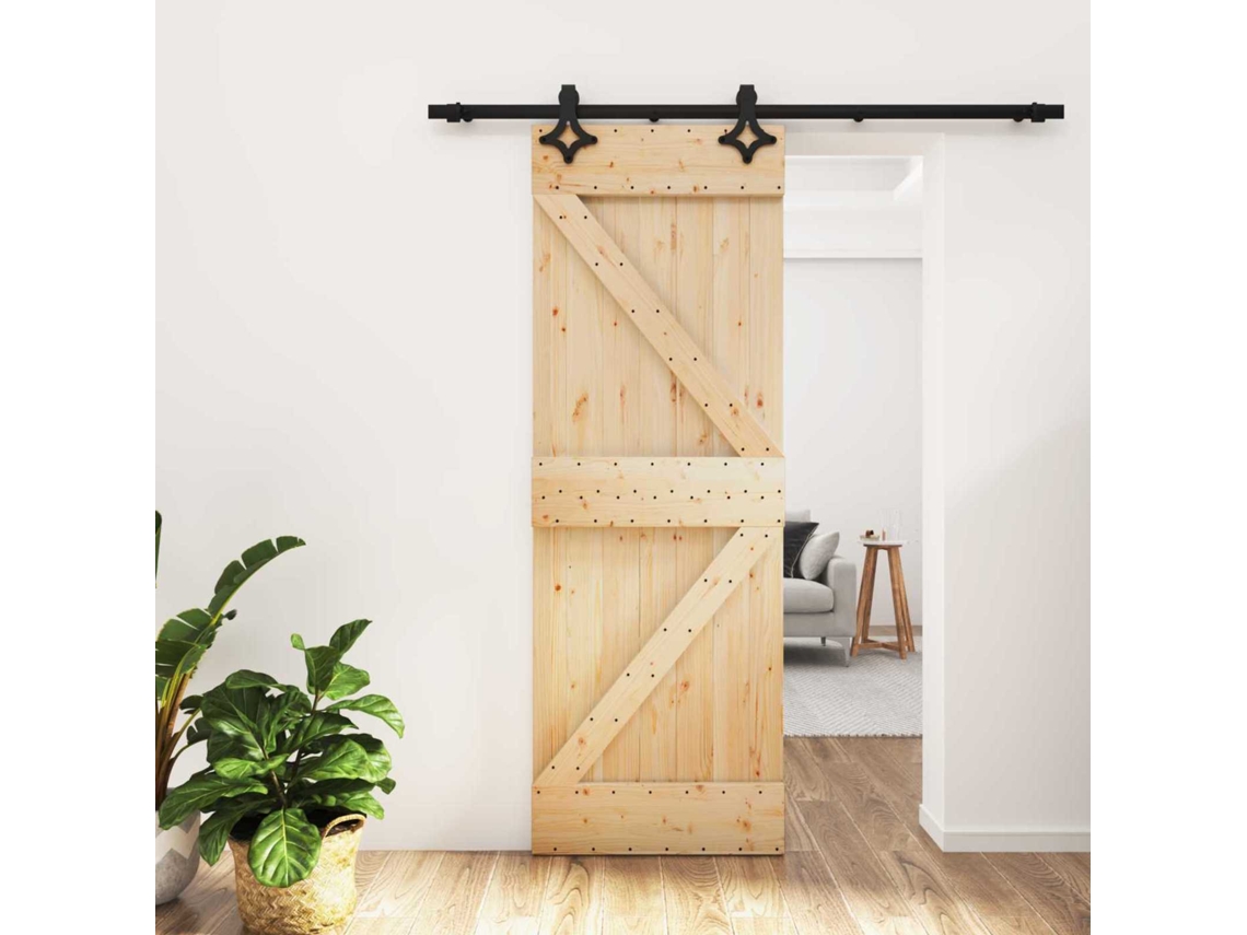 Vidaxl Porta Deslizante Natural E Preto 70 X 210 Cm