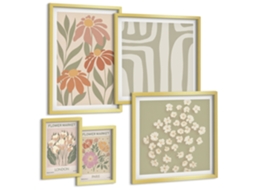 Conjunto De Pinturas Padrões Florais Londres Paris Boho Espelharte (5 Peças)