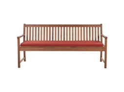 Banco De Jardim Com Almofada Beliani Vivara De Madeira De Acácia Certificada Vermelho Escuro 180x67x88