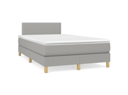 Vidaxl Cama Box Spring C/ Colchão E Led 120x190 Cm Tecido Cinza-claro