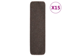 Vidaxl Tapetes Antiderrapantes Retang. Escadas 15pcs 75x20 Cm Castanho