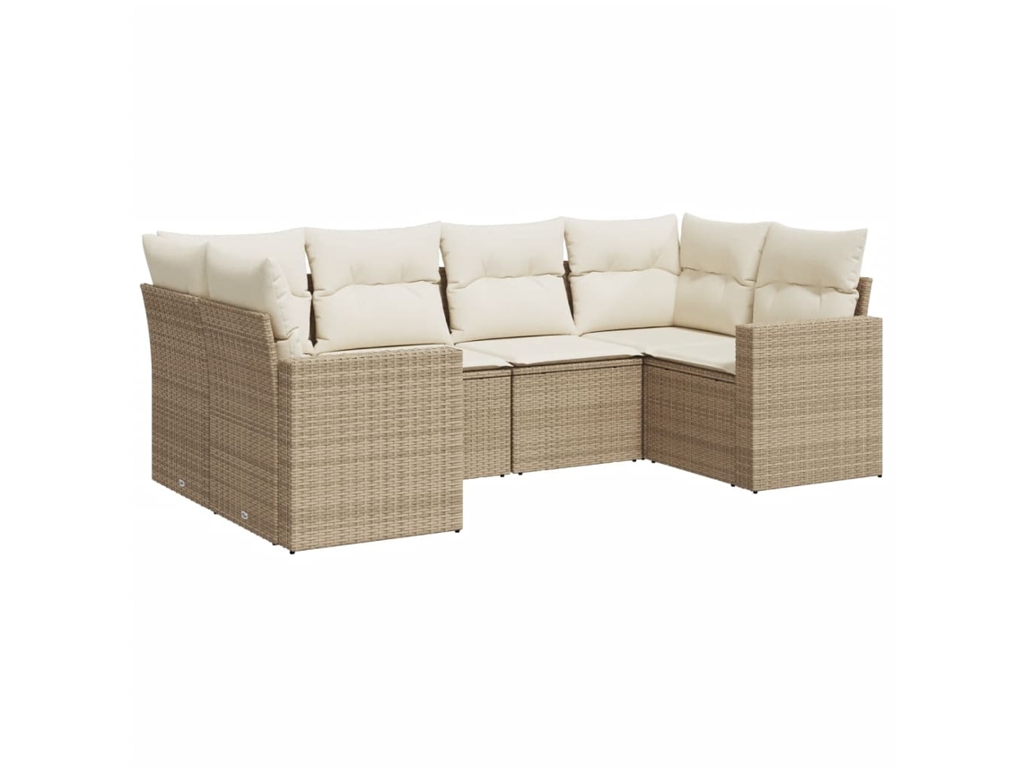Maison Exclusive - 6 Pcs Conjunto De Sofás P/ Jardim Com Almofadões Vime Pe Bege