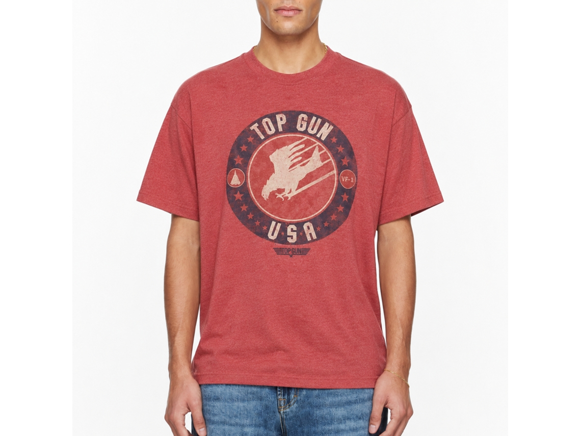 Rockinstone Top Gun Movie U.s. T Bird Heather Red Adult T-shirt Size:m