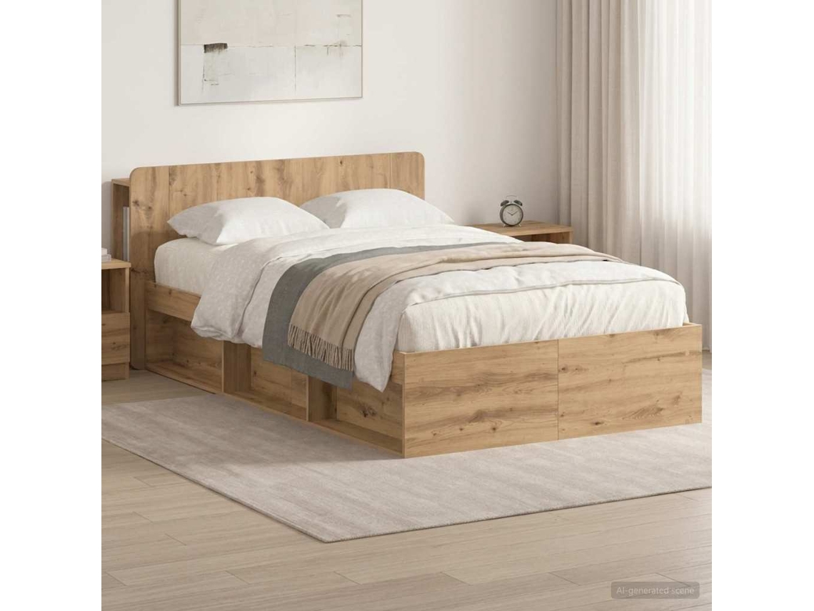 Vidaxl Estrutura De Cama Com Armazenamento Carvalho Arttisan