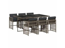 Conjunto de 7 Jantar para Jardim com Almofadões Vime Pe Cinza MAISON EXCLUSIVE