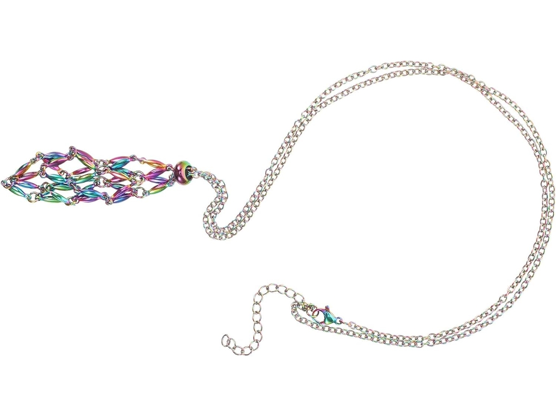 Colar Ajustável Com Pingente Versátil Em Aço Inoxidável E Estrutura De Cristal.