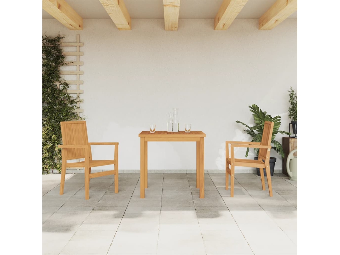 Vidaxl 3 Pcs Conjunto De Jantar Para Jardim Madeira De Teca Maciça