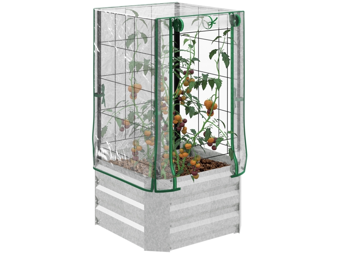 Kit de Canteiro Elevado com Cobertura de Plástico, Treliça, 53x53x90cm BTFORUS