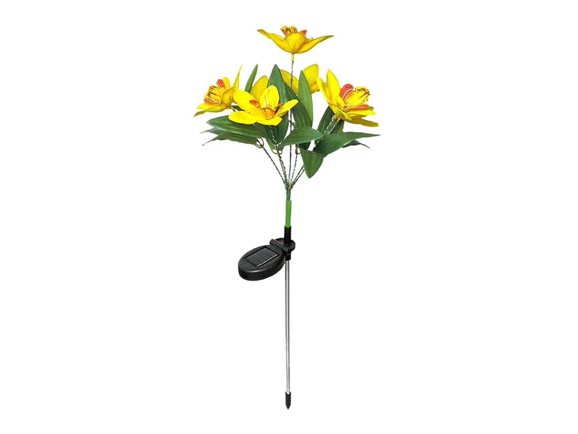 Rebe-lâmpada De Flor Solar Led Exterior Decorativa Jardim Resistente À Água Para Pátio E Grama Amarela