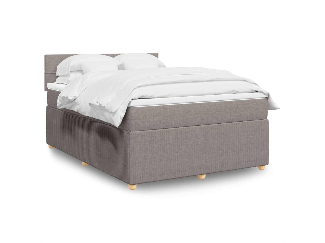 Vidaxl Cama Com Molas/colchão 140x200 Cm Tecido Castanho-acinzentado