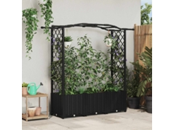 Vidaxl Cama Elevada Com Treliça E Telhado Preto 164 X 40 X 138 Cm Pp