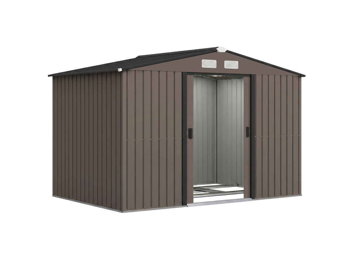 Galpão de Jardim S/MARCA 5,4m², porta deslizante, ventilação, aço galvanizado, marrom, 2,77x1,95x1,92m