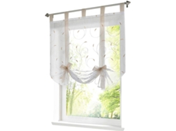 Cortina Romana Com Fita Bordada. Cortina Romana Transparente Com Fivela . Aquaforge (largura X Altura 80x140cm, Cor Areia)