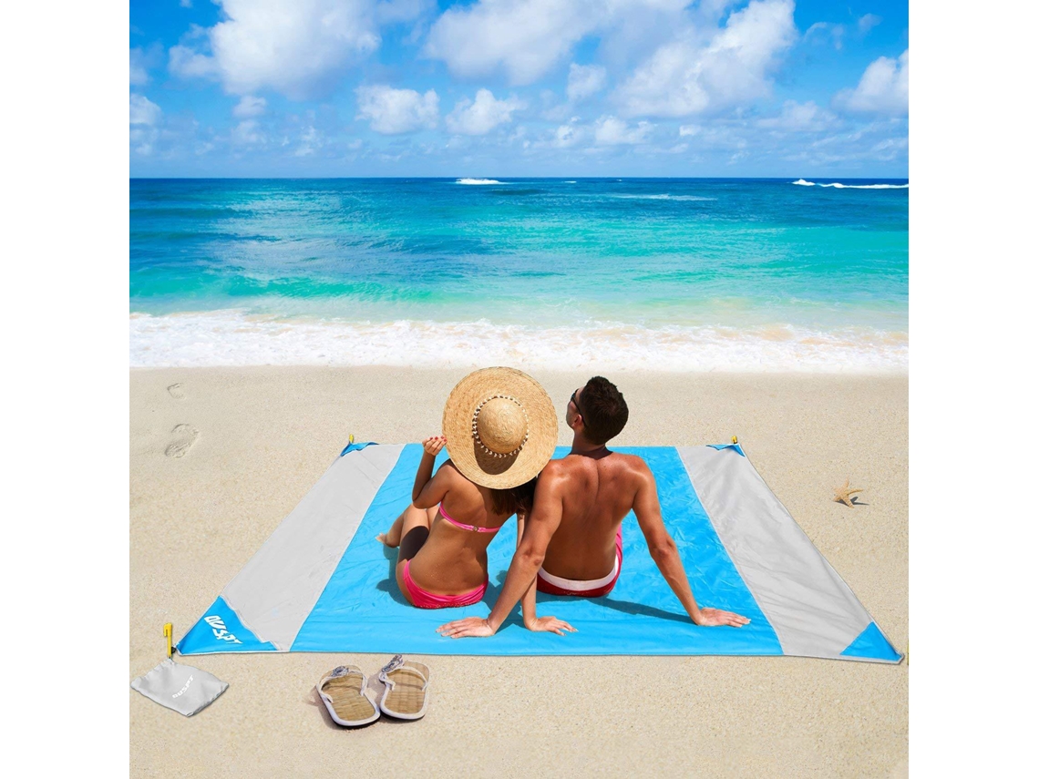 Rara Manta De Piquenique Em Pérola, Medindo 200x210cm, Estampa: Strand, Azul