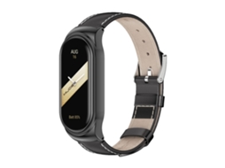 Bracelete de Smartwatch para Xiaomi Mi Band 8 Mijobs CS Case Couro Genuíno Camada Superior de Couro (Preto + Branco)