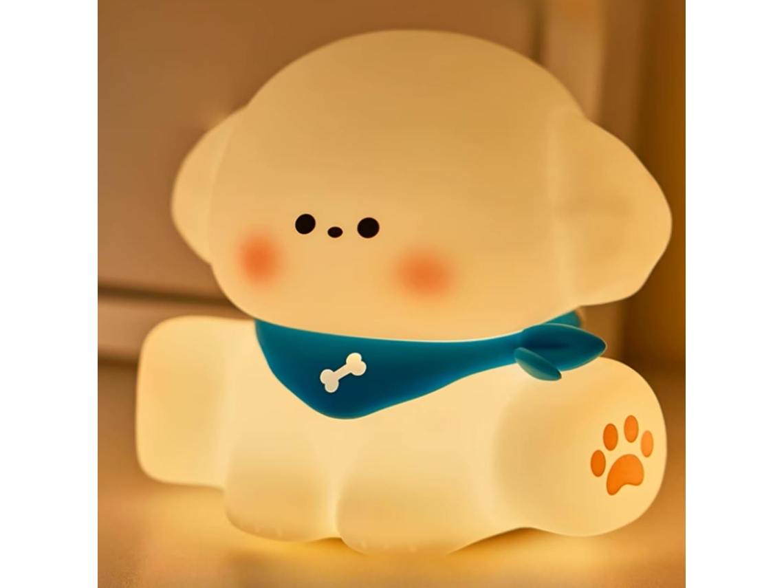 Luminária Noturna Infantil Fofa Em Formato De Cachorro Branco,
