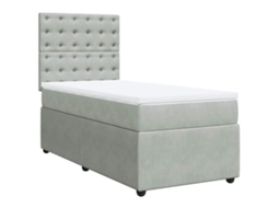 Cama com Molas/colchão 80x200 Cm Veludo Cinza claro MAISON EXCLUSIVE