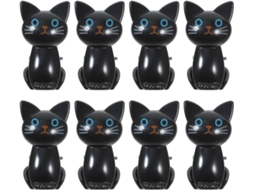 Conjunto de 8 pinos para sacos com desenho de gato, emblemas de plástico de alta resistência com vedação hermética.
