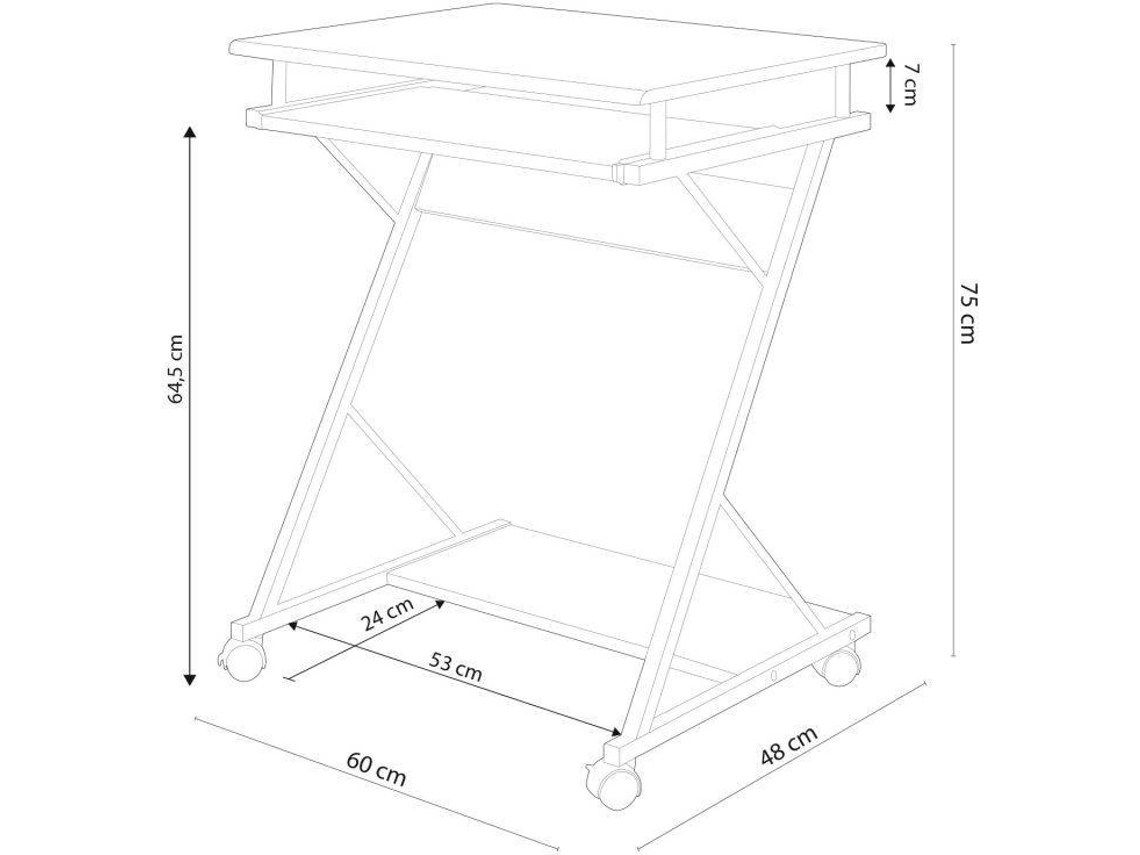 Mesa de Apoio para Portátil JSHOME Volta Branco (60 x 75 x 48 cm - Metal e Madeira)