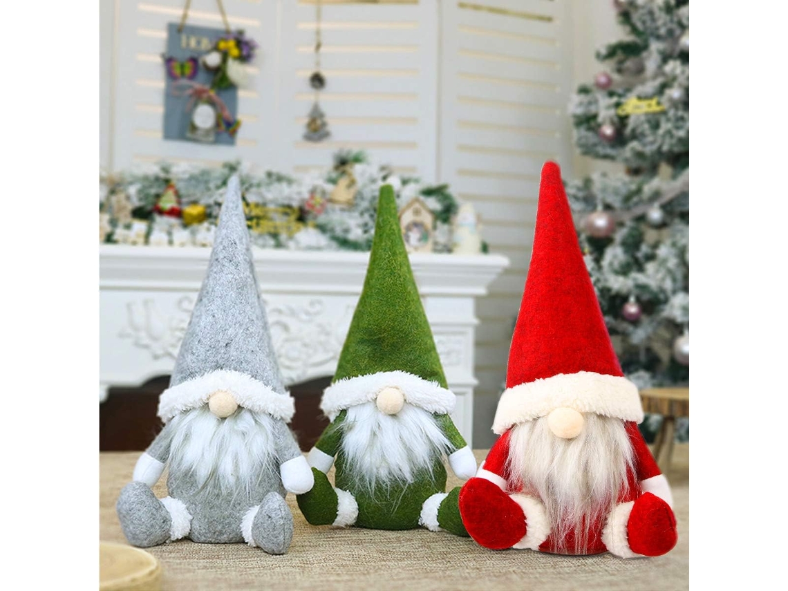 Decorações de Gnomo de Natal de Pelúcia Enfeites de Elfo de Papai Noel Escandinavo Tomte Sueco Feito À Mão 3 Pacotes