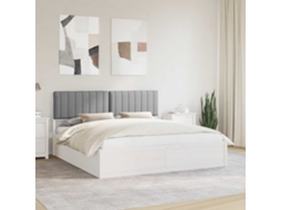 Vidaxl Estrutura De Cama Com Cabeceira Estofada Cinzento-claro