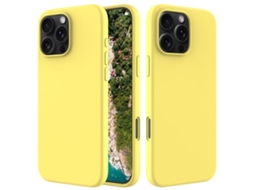 Capa De Silicone Para Iphone 16 Pro - Cor Sólida, Proteção Fina E Antiaderente - Amarelo Limão