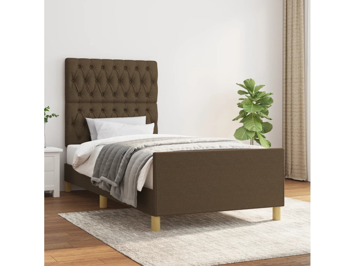 Vidaxl Estrutura De Cama Sem Colchão 90x190 Cm Tecido Castanho-escuro