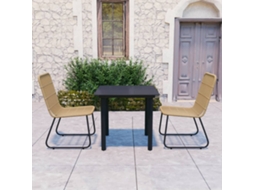 3 Pcs Conjunto de Jantar para Jardim Refeição Vime Pe e Vidro
