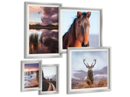 Pinturas Murais Modernas Pintura Minimalista De Pássaros Moldura Preta Quadros Para A Sala De Estar Espelharte (conjunto De 5 Imagens)