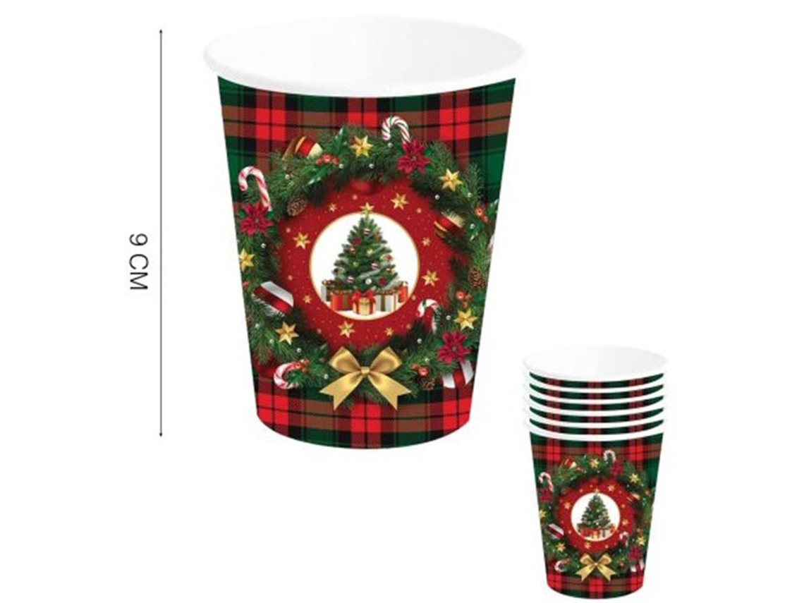Pack de 6 Copos Árvore de Natal de 240 ml