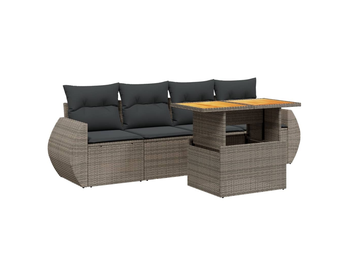 Conjunto de 5 sofás de jardim com almofadões Vime Pe Cinzento MAISON EXCLUSIVE (5 peças)