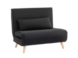 Poltrona 3 Em 1 Sofá Cama Individual Dobrável Com Encosto Ajustável Em 6 Posições E Almofada 94x78x80 Cm Preto