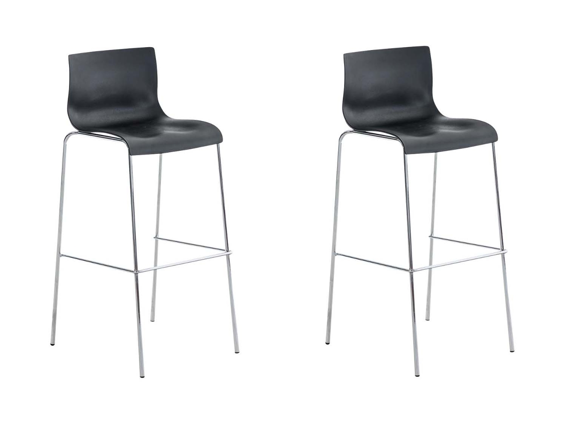 Conjunto de 2 bancos de bar HOVER com estrutura de 4 pernas em plástico preto/cromo CLP