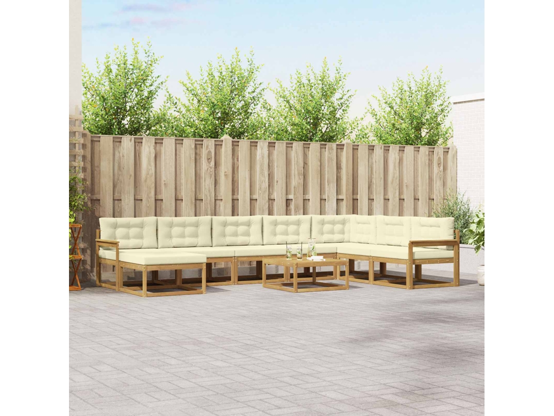 Vidaxl Conjunto De Sofás Para Exterior 9 Pcs Branco E Creme