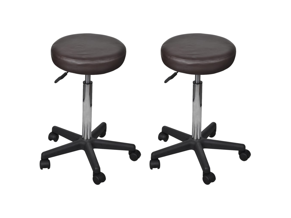 Vidaxl Bancos De Escritório 2 Pcs 35,5x84 Cm Couro Artificial Castanho
