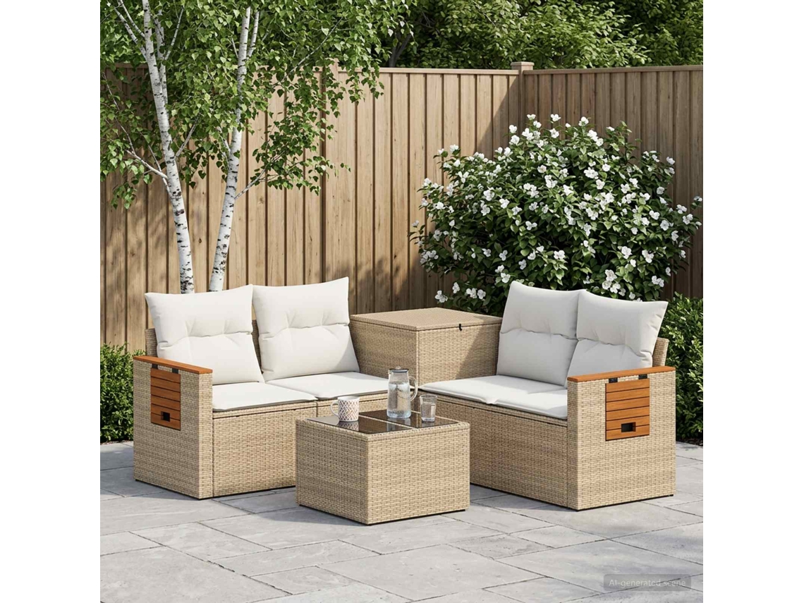 Vidaxl Conjunto De Sofás 6 Unid. Bege E Branco Creme