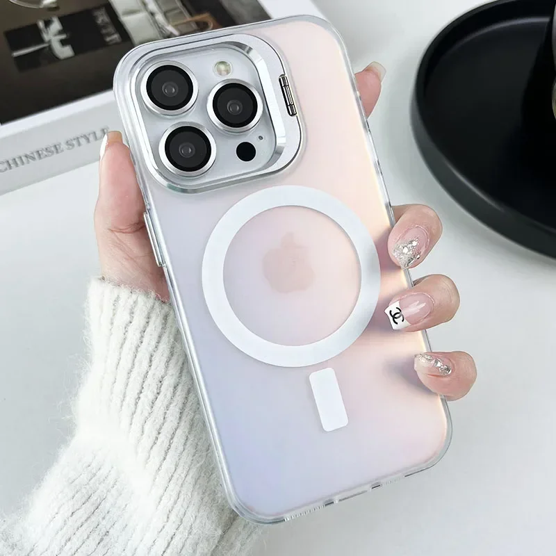 (iphone 12 Pro, Branco) Capa Magnética Para Celular Com Acabamento Fosco E Que Muda De Cor, Compatível Com Magsafe.