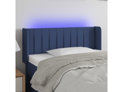 Vidaxl Cabeceira De Cama C/ Luzes Led Tecido 103x16x78/88 Cm Azul