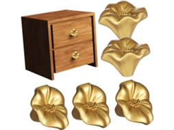 Nuobesty Conjunto De 5-puxadores Decorativos Em Formato Pétala Flor Para Portas Armário, Caixas De Joias E Cômodas