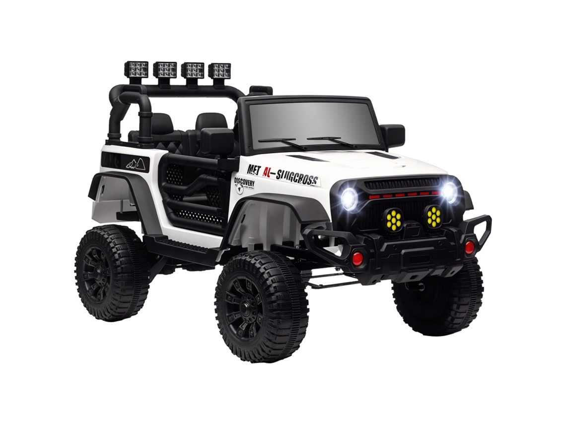 Carro Elétrico Infantil 12v Controlo Remoto Faróis Buzina Música Branco