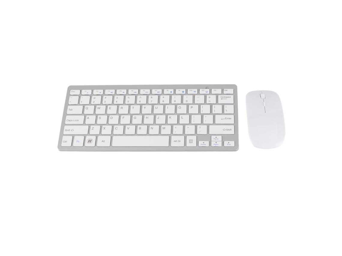 Conjunto Teclado e Mouse Sem Fio 2.4g Usb 78 Teclas Mudo Ergonomico Prata para Computador