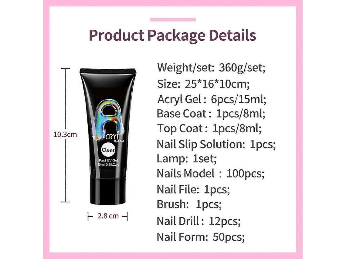 Nail Gel Kit Builder With Uv Lamp Extension Gels Tips Starter Set GOKOCO