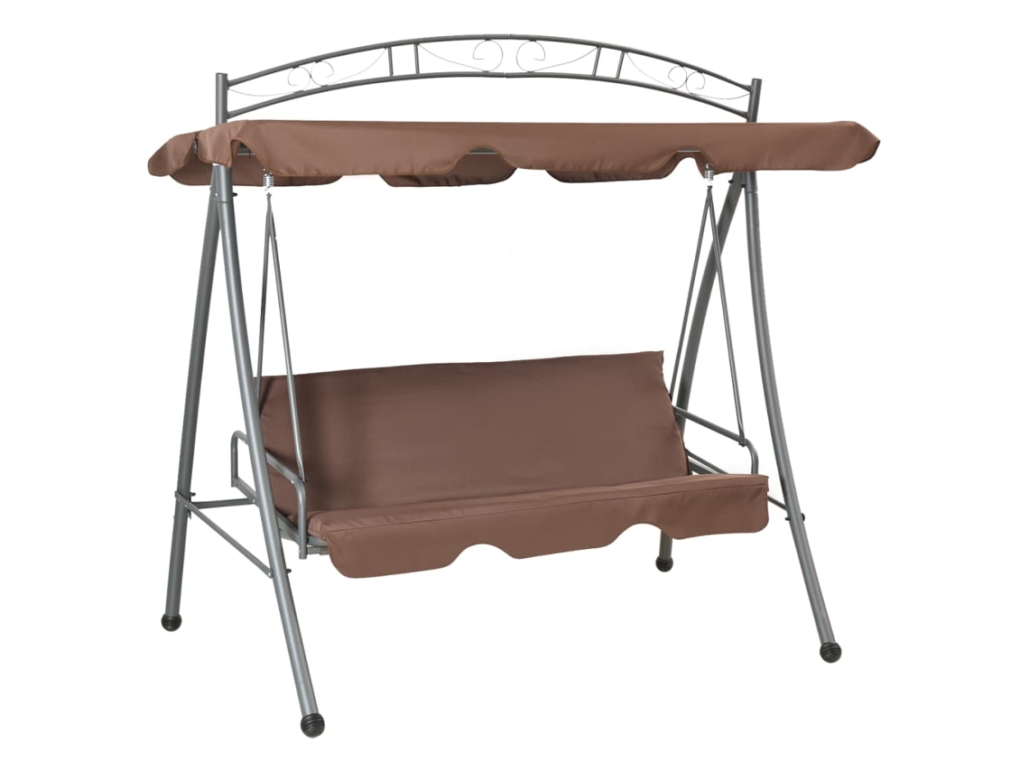 Vidaxl Baloiço De Jardim Convertível Com Toldo Cor Café