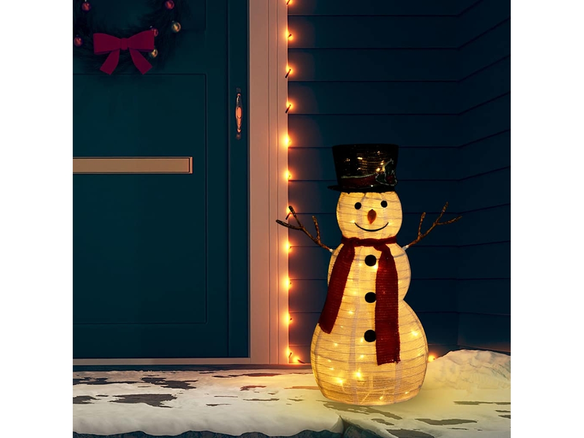 Vidaxl Boneco De Neve Decorativo Com Luz Led Tecido De Luxo 60 Cm
