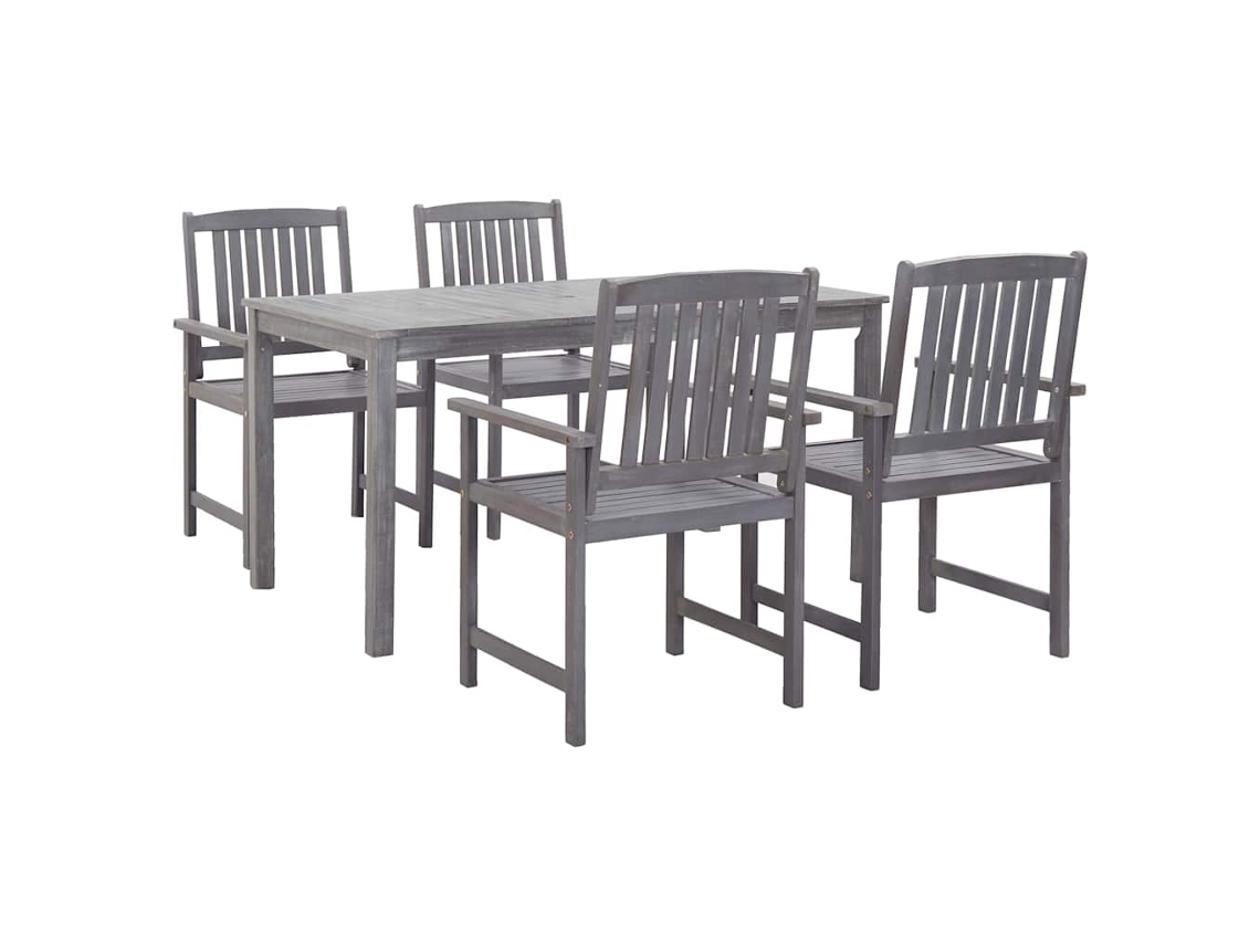Vidaxl 5 Pcs Conjunto De Jantar Para Exterior Acácia Maciça Cinzento